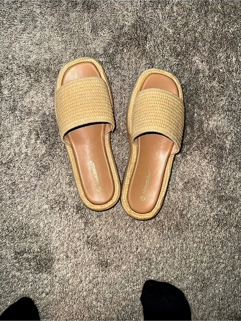 Woven Slide Sandals in Brown New Never Worn